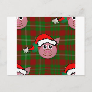 christmas pig holiday postcard