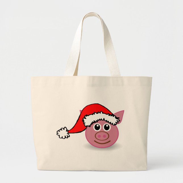 christmas pig large tote bag (Front)