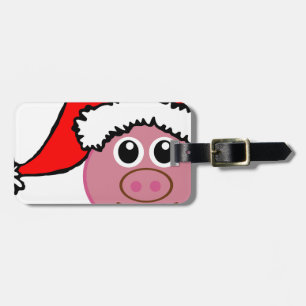christmas pig luggage tag
