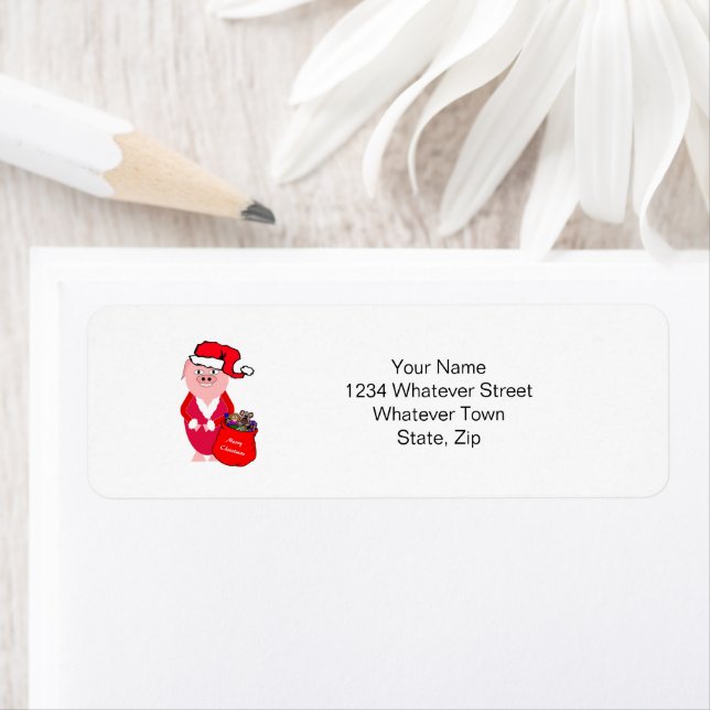 Christmas Pig Return Address Label (Insitu)