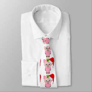 christmas pig santa claus tie
