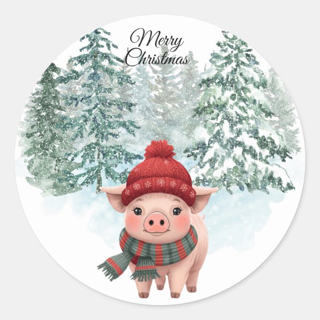 Christmas Pig Sticker (Front)