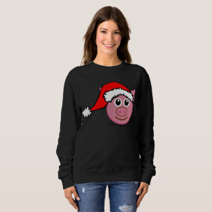 christmas pig womens sweatshirt