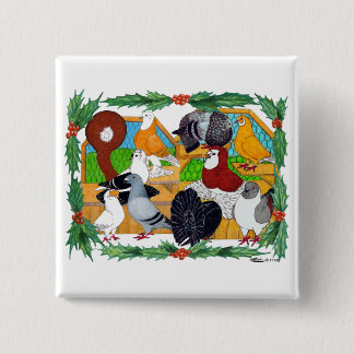 Christmas Pigeons 15 Cm Square Badge