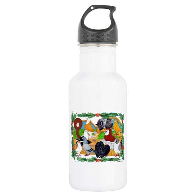 Christmas Pigeons 532 Ml Water Bottle (Front)
