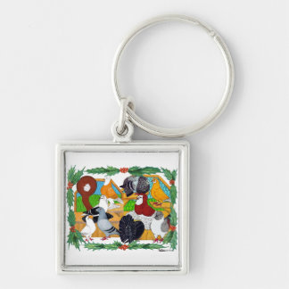 Christmas Pigeons Key Ring
