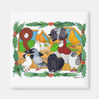 Christmas Pigeons Magnet