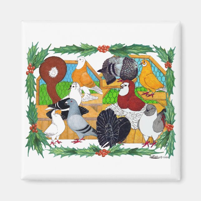Christmas Pigeons Magnet (Front)