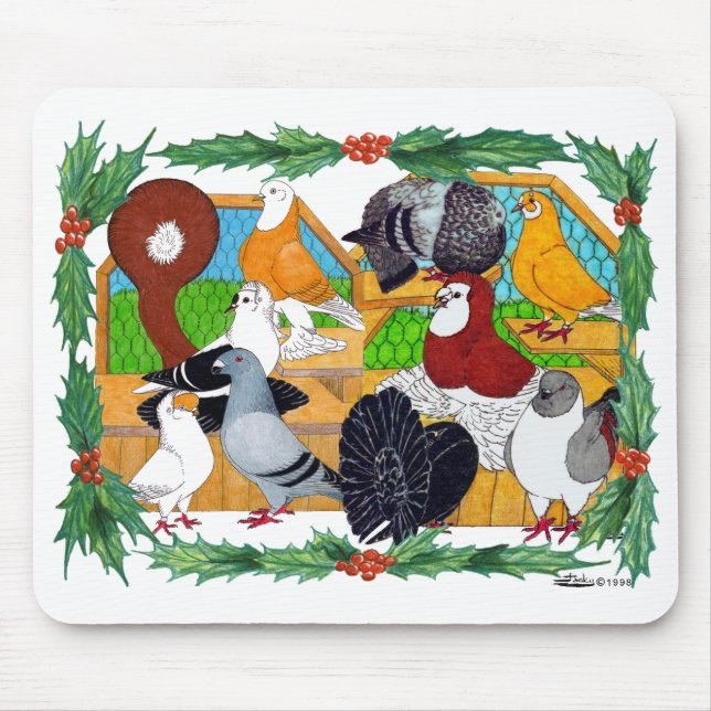 Christmas Pigeons Mouse Pad (Front)