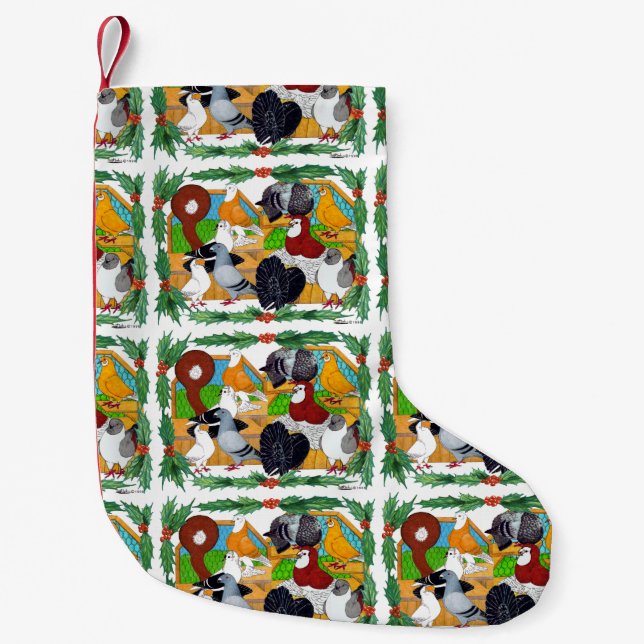 Christmas Pigeons Small Christmas Stocking (Front)