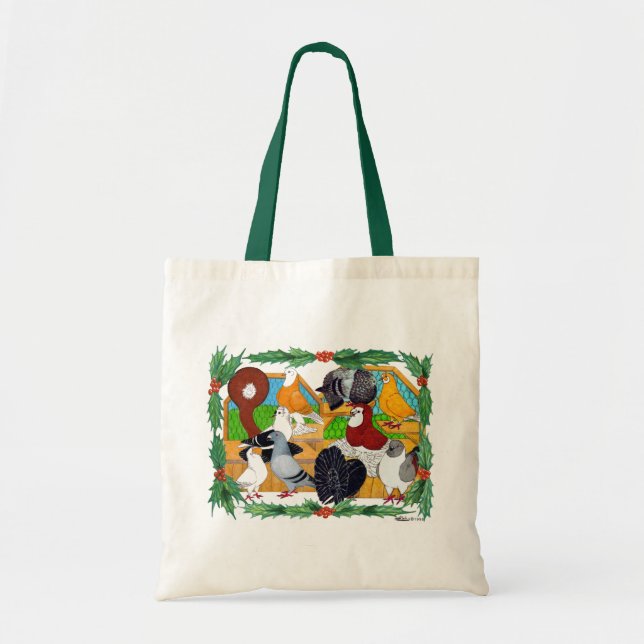 Christmas Pigeons Tote Bag (Front)