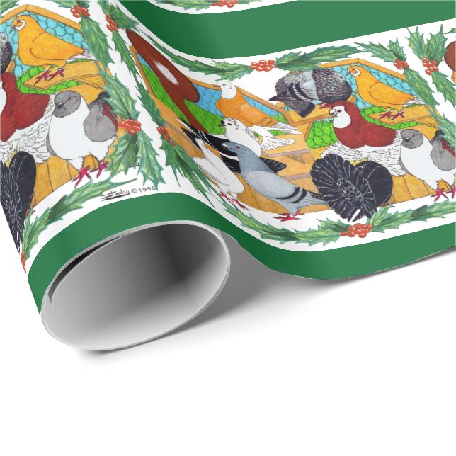 Christmas Pigeons Wrapping Paper (Roll Corner)