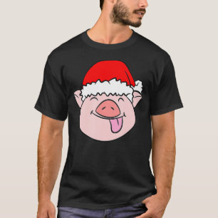 Christmas Pigs Cute Santa Hat Pig Cute Christmas P T-Shirt