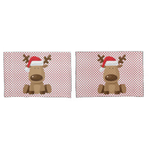 Christmas Pillow Cases Reindeer Polka Dot Polkadot