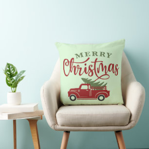 Christmas Pillow Cover   Red Truck Farmhouse Decor