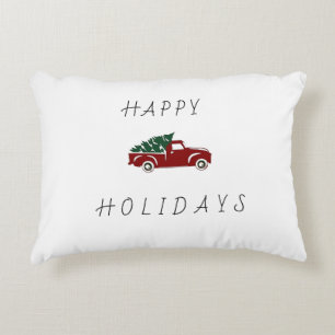 CHRISTMAS PILLOW TRUCK STYLE RED BACK