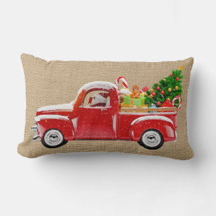 Christmas Pillow with Santa, Truck