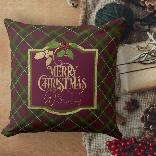 Christmas Pillows Merry Christmas Throw Pillow (Christmas pillows, Personalized Christmas throw pillow for couch or living room)