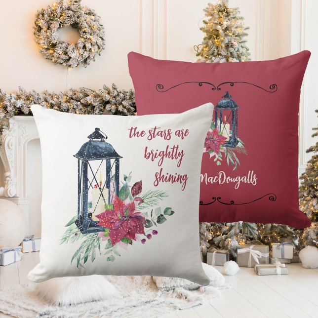 Christmas Pillows with Family Name Decoration (Family Name, Christmas Decoration Throw Pillow)