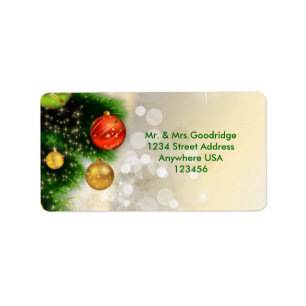 Christmas pine and baubles Avery Label