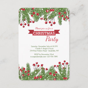 Christmas Pine and Berries Invitation