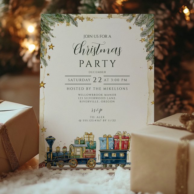Christmas Pine and Presents Train Invitation (Creator Uploaded)