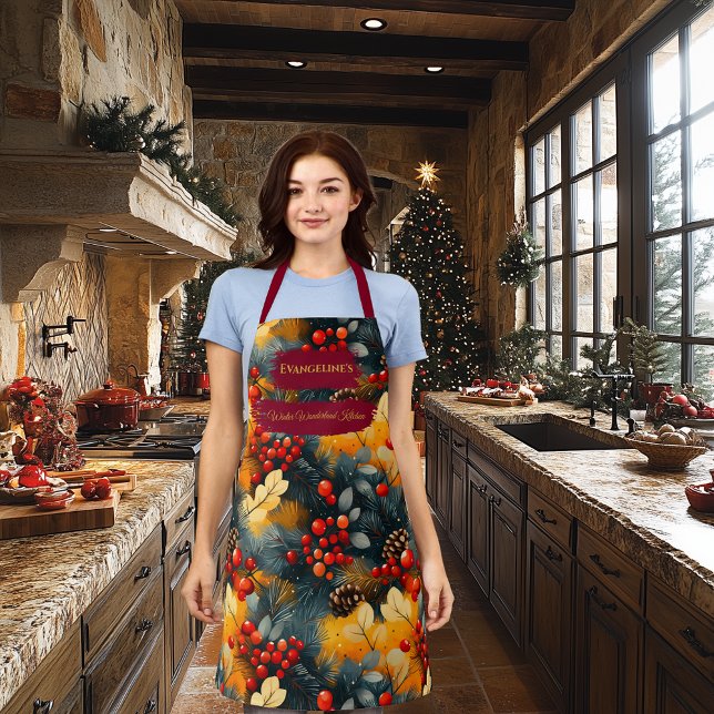 Christmas - Pine Branches, Red Berries, Pinecones Apron (Creator Uploaded)