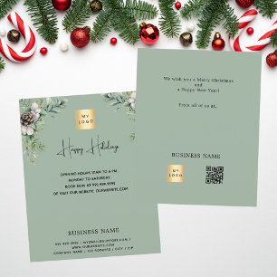 Christmas pine cone green QR business promotion Flyer