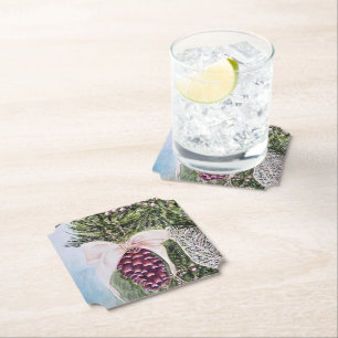 Christmas Pine Cone Ornament Paper Coaster
