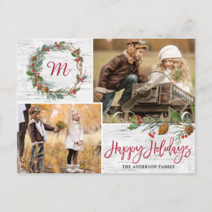 Christmas Pine Cones 2 PHOTOS Birch Bark Holiday Postcard