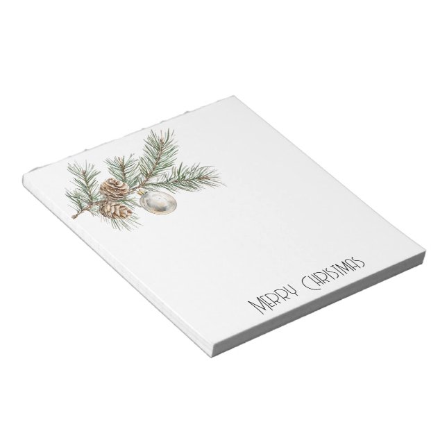 Christmas Pine Cones Branch and Ornament Notepad (Angled)
