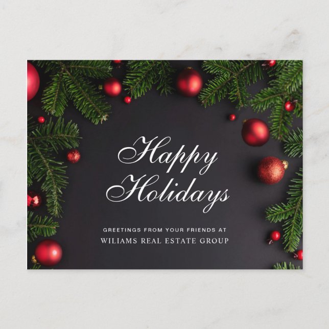 Christmas Pine Cones Branch Rustic Greeting Postcard (Front)