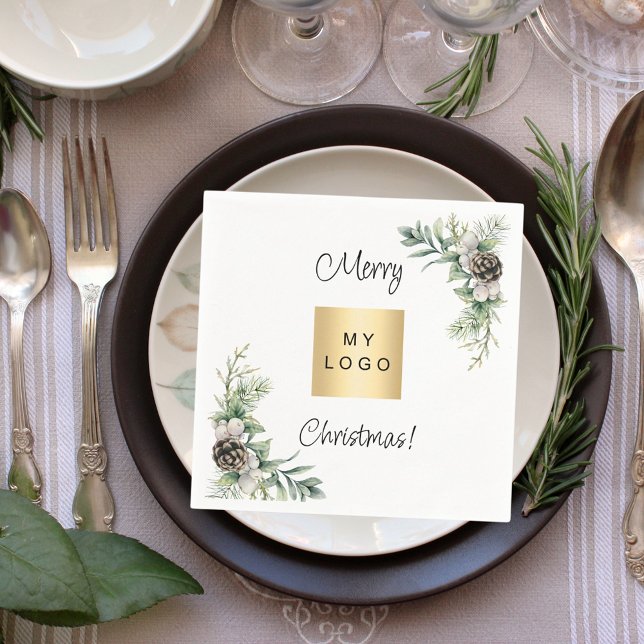 Christmas pine cones brand colour business logo napkin (Creator Uploaded)