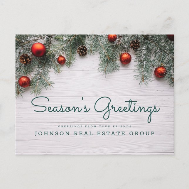 Christmas Pine Cones Business Season's Greetings Postcard (Front)