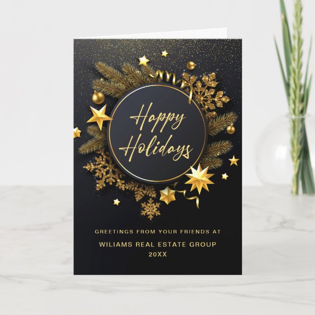 Christmas Pine Cones Corporate Rustic Greeting Holiday Card (Front)
