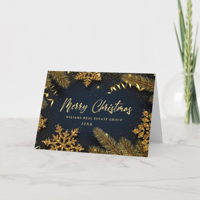 Christmas Pine Cones Corporate Rustic Greeting Holiday Card (Front)