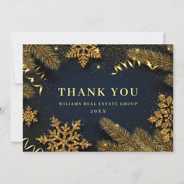 Christmas Pine Cones Corporate Rustic Holiday Thank You Card (Front)