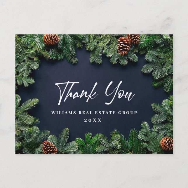 Christmas Pine Cones Corporate Thank You Holiday Postcard (Front)