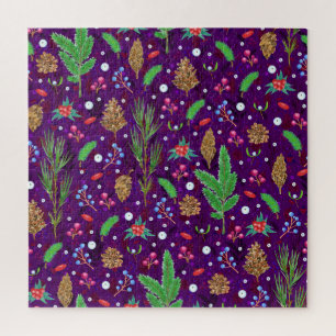 Christmas Pine Cones: Festive Seamless Jigsaw Puzzle