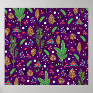 Christmas Pine Cones: Festive Seamless Poster