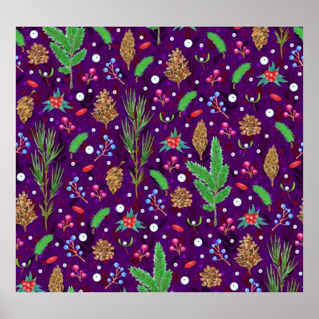 Christmas Pine Cones: Festive Seamless Poster (Front)