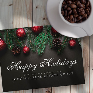 Christmas Pine Cones Happy Holidays Greeting Postcard