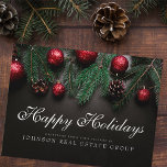 Christmas Pine Cones  | Happy Holidays Greeting Postcard<br><div class="desc">Your business logo can be added

Available here:
http://www.zazzle.com/selectpartysupplies</div>