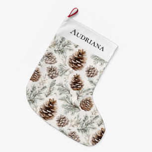 Christmas Pine Cones Large Christmas Stocking