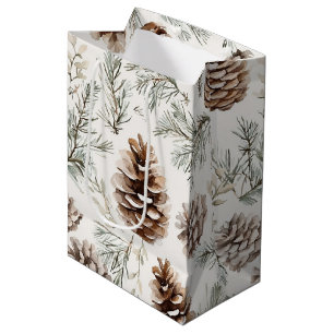 Christmas Pine Cones Medium Gift Bag