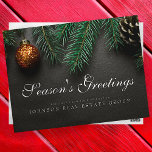 Christmas Pine Cones  | Season's Greetings Postcard<br><div class="desc">Your business logo can be added

Available here:
http://www.zazzle.com/store/selectpartysupplies</div>