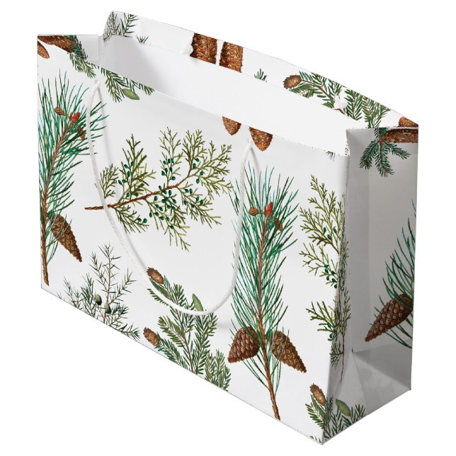 Christmas Pine Conifer Forest Festive  Large Gift Bag (Back Angled)