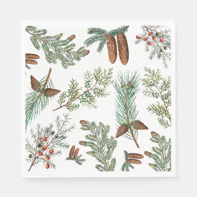 Christmas Pine Conifer Forest Festive Napkin (Front)
