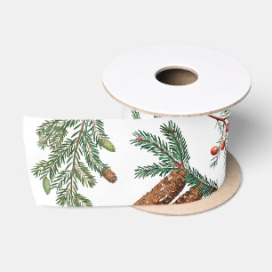 Christmas Pine Conifer Forest Festive Satin Ribbon