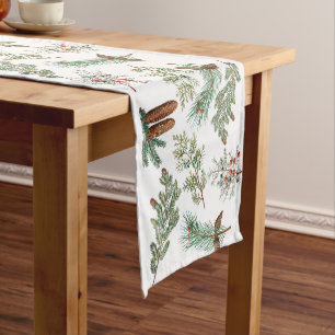 Christmas Pine Conifer Forest Festive Short Table Runner